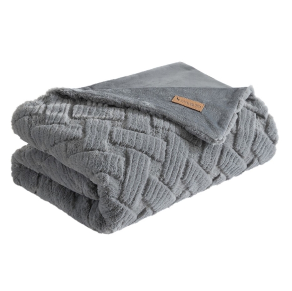 Koolaburra by UGG Gray Faux Fur Throw - Picture 1 of 1